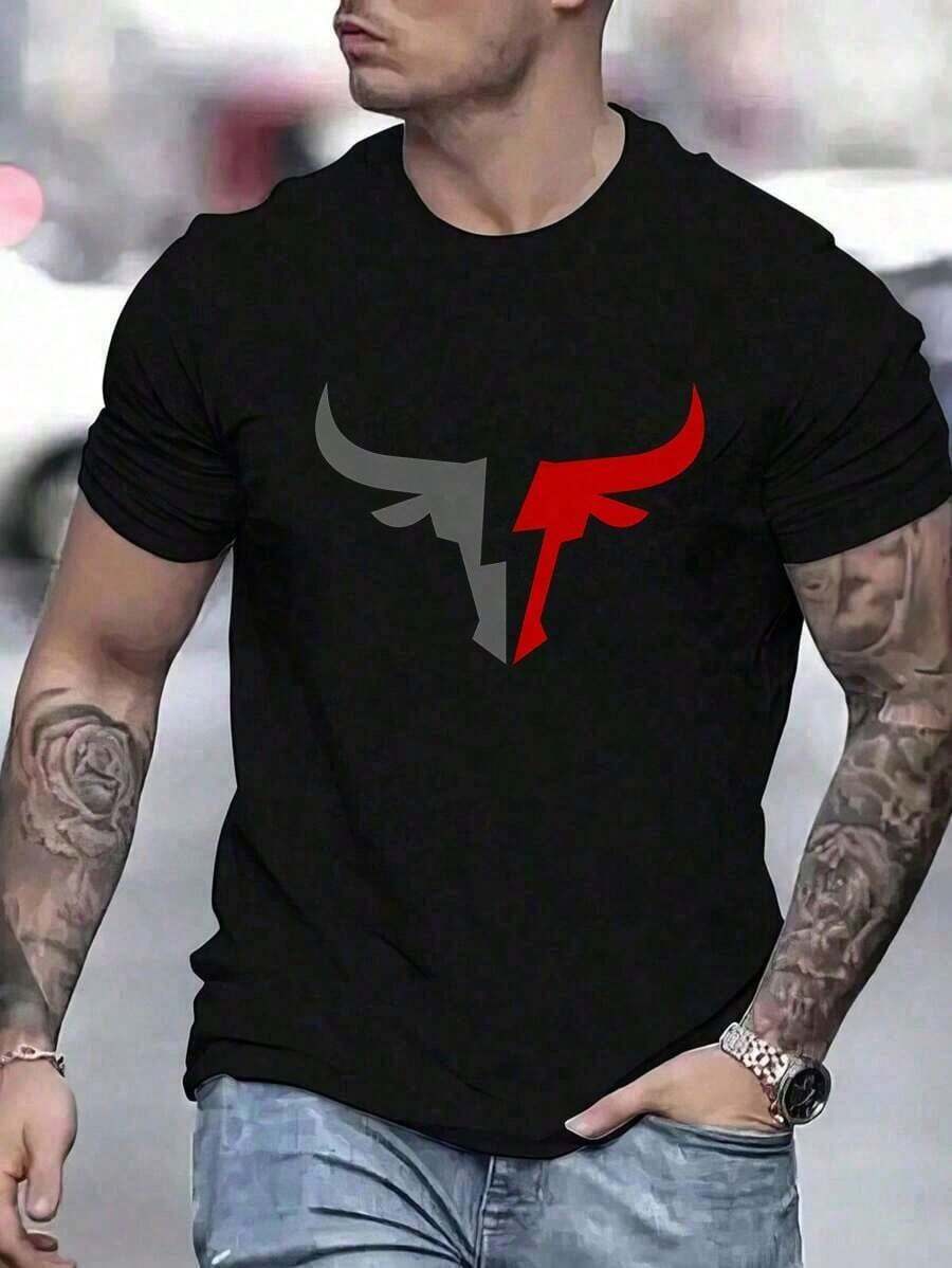 100% Pure Cotton, Breathable And Gentle On The Skin. Classic Crew Neck Design, Slim Fit, And Flattering For All Body Types. Fashionable Print With A Minimalist Style And High-Quality Finish. Unisex Design Perfect For Matching Outfits, Ideal For Everyday Wear, Dates, Leisure, And Streetwear – Versatile And Timeless. - 黑色 - 查看 1