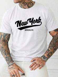 Camiseta corta de manga corta para hombres con diseño sencillo y estampado, estilo moderno y minimalista.Corte corto, cómodo, suave, transpirable y absorbente.Envío exprés desde nuestro almacén local. - Blanco - Ver 1