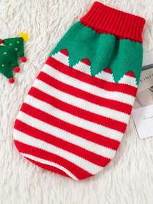 Ropa para mascotas para perros pequeños/medianos, suéter de punto de Papá Noel para Navidad, disfraz de Halloween para perros, otoño/invierno - Rojo - Ver 4
