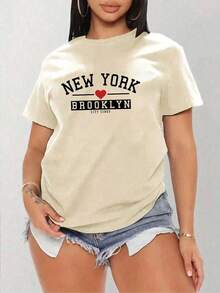 Camiseta con estampado de letra - Albaricoque - Ver 3