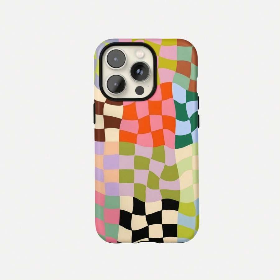 Casing Ponsel Motif Kotak-kotak Berwarna-warni, Pelindung yang Kompatibel dengan iPhone 17, 16, 15, 14, 13, 12, 11 Pro Max - MultiWarna - View 1