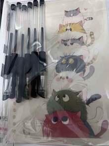7件套包含1本螺旋笔记本和6支笔 - 可爱卡通猫咪设计，每本120页，可拆卸螺旋装订，适合学校、办公室或日记使用，生日礼物 - 多色 - 查看 11