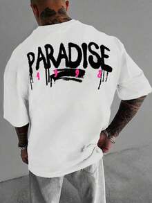 Camiseta de cuello redondo para hombres con estampado sencillo - Blanco - Ver 7