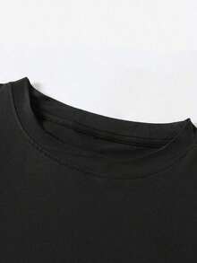 Unity Camiseta de cuello redondo con estampado de calavera de Halloween, top casual de manga corta para primavera y verano - Negro 2 - Ver 4