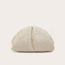 Bolso de mano de paja plisado para mujer, con pliegues ligeros como una nube, minimalista y de moda, gran capacidad, adecuado para compras al aire libre y vacaciones en la playa - Albaricoque - Ver 6