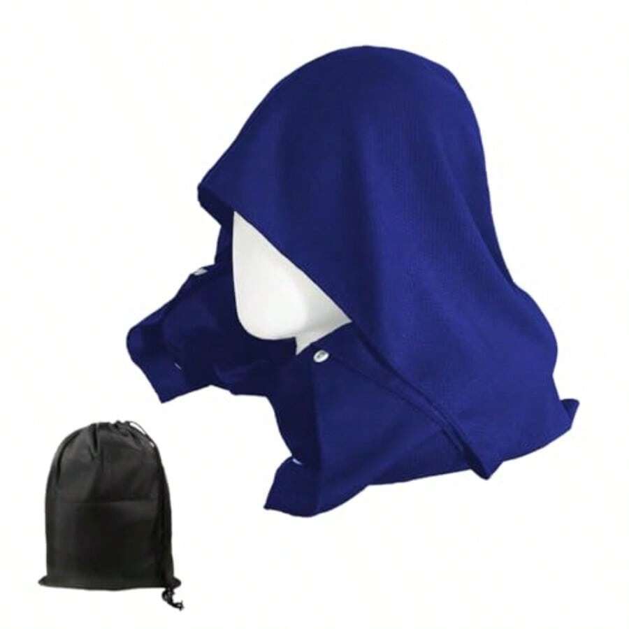 Travel Pillow With Removable Large Hood, Memory Foam Neck Pillow For Airplane, Car, Train Travel Sleeping And Rest, With Soft Cover Blue - Màu xanh lam - Xem 1