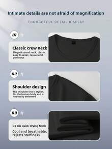 Short-Sleeved Crew Neck T-Shirt, Made From Heavyweight Cotton, With An American Urban Style And An Oversized Design. It Offers A Sophisticated, Niche Look That's Both Casual And Elegant-A Versatile, Half-Sleeve Garment. This Polyester Short-Sleeved T-Shirt Is Suitable For All Seasons; It Can Be Worn As A Base Layer In Spring And Autumn Or On Its Own In Summer. Unisex Style, Perfect For Friends. A , Heavyweight Cotton T-Shirt. - 黑色 - 查看 5