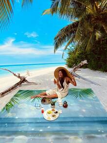 1 tấm thảm dã ngoại/khăn tắm biển chống thấm nước, chống cát, in kỹ thuật số, kiểu dáng thời trang và tươi mới, thích hợp cho cắm trại và dã ngoại (trọng lượng vải 100g) - Nhiều màu - Xem 4