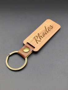 Llavero de madera personalizable, se puede grabar, llavero de madera, llavero, llavero personalizable, llavero anti-pérdida, llavero personalizado con anillo para llaves, regalo para fiestas - Multicolor - Ver 4