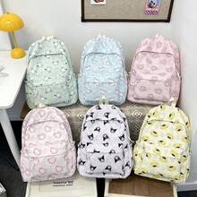 SANRIO 1个三丽鸥Hello Kitty Kuromi Melody可爱印花双肩包，卡哇伊粉彩书包带口袋，轻便日常通勤双肩包 - 送给女孩和三丽鸥粉丝的完美情人节返校礼物 - 彩色 - 查看 2