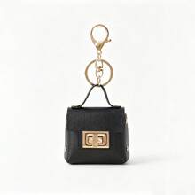 Bolso de mano mini de estudiante de unicolor de PU, monedero con cierre cuadrado, bolsa de almacenamiento mini para auriculares, colgante llavero portátil, accesorio de correa para el hombro del teléfono, accesorios de regalo del Día de San Valentín - Multicolor - Ver 15