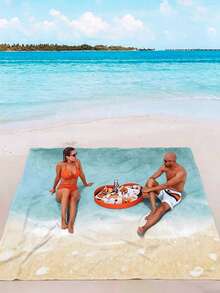1pc New Waterproof Anti-Sand Digital Printed Beach/Picnic Mat, Fashionable And Fresh Pattern, Suitable For Outdoor Camping And Picnics - A - View 3