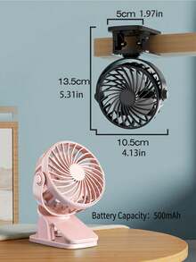 2-In-1 Clip-On Portable Fan With LED Night Light, 500mAh, 720° Rotation Rechargeable Desk Fan, Powerful Personal Cooling Fan, Suitable For Graduation Gift, Beach And Travel Essential, Multi-Functional Strong Clip Fan, Necessary For Study And Dorm - Clip Fan - View 3