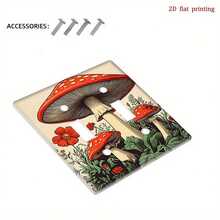 [2D Flat Printing] Vintage Style Amanita Mushroom Pattern Switch Panel Cover, Decorative Abstract Wall Switch Plate, Suitable For Kitchen, Bathroom, Home Decor, 2D Flat Design - A - View 9