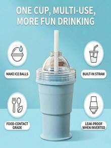 1/2pcs Foldable Ice Ball Cup, Portable Collapsible Straw Cup For Iced Coffee And Cold Drinks, Outdoor Furniture And Car Essential, Fashionable Minimalist Design Easy To Carry - Multicolor - View 6