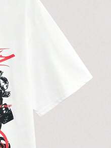 Open Phase Camiseta estampada de moda urbana para hombres, estilo retro americano, unisex, corte relajado para atuendos de verano - Adecuado para uso diario y atuendos de vacaciones de verano. Camiseta Y2k - Negro - Ver 5