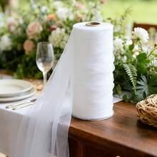 1pc White Chiffon Wedding Backdrop Cloth, Available In Multiple Lengths, Suitable For DIY Bridal Party, Birthday, Halloween And Christmas Decorations - Washable Transparent Party Ceremony Backdrop Fabric, Ideal For Valentine's Day And Bridal Gifts, Wedding Decor, Event Decoration, Minimalist Design, High-Quality Handmade Chiffon Material, Applicable For DIY Tulle Skirts, Handmade Wedding And Party Bow Decorations - White - View 5