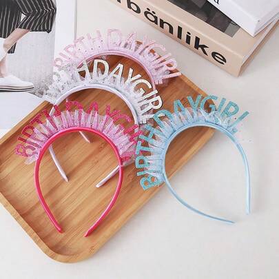 Korean Style Glitter "Birthday Girl" Birthday Party Headband, DIY Birthday Party Headpiece
