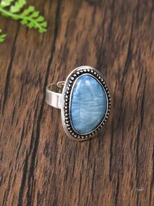 1 pieza Anillo elástico ajustable geométrico con esmalte colorido para señoras/niñas, accesorio elegante y creativo para fiestas y citas, regalo - Azul - Ver 8