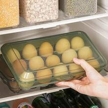 Caja de almacenamiento de huevos de 10/15 rejillas, caja de plástico transparente portátil para mantenimiento fresco de huevos, contenedor de almacenamiento para refrigerador, herramienta de cocina - B1 - Ver 5