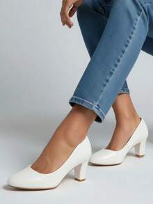 Fashionable & Comfortable Pointed Toe Elegant High Heel Shoes For Daily Wear - White - View 2