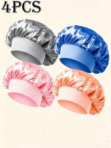 1/4 piezas Gorro de dormir elástico para mujer, gorro de dormir de unicolor suave y cómodo del verano 2026, accesorio protector para el peinado, accesorio ligero y de moda para uso diario, regalo - A - Ver 3
