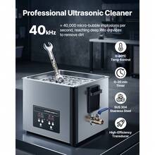 15 L Ultraschallreiniger, professionelle Ultraschallreinigungsmaschine mit Reinigungskorb & Digitalanzeige, 240 W Edelstahl 40 kHz Industrielle Reinigungsmaschine für Teile Vergaser Instrumente - 15 l - Übersicht 2