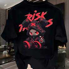 Printed T-Shirt For Men And Women - 黑色 - 查看 1