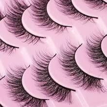 Natural Style, Hypoallergenic 3D Faux Mink Eyelashes, 10 Pairs - Fluffy Cat-Eye Lashes, 13mm Long, Suitable For Stage And Daily Wear - Fluffy Eyelashes, Stage Makeup Lashes - Light Lashes, Create Dramatic Eye Makeup - D-Curl Lashes, Reusable - LN--10-ZM55 - Xem 3