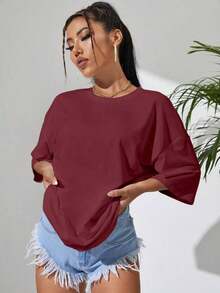 Solid Color T-Shirt - Dark Red - View 3