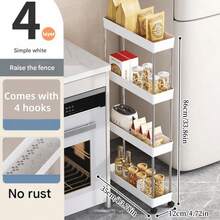 1-Piece Set Slim Storage Cart 4 Tier,Bathroom Organizer Rolling Utility,Mobile Shelving Unit Slide Out For Office, Kitchen, Laundry Room & Narrow Places - Multicolor - View 16