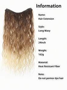 Extensiones de cabello sintético de fibra natural ondulada de 24 pulgadas con clip en forma de V, degradado dorado - Multicolor - Ver 5