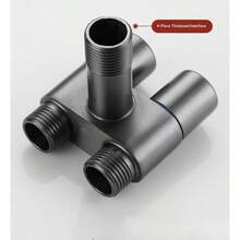 Wall-Mounted Toilet Angle Valve, Multi-Functional Dual-Control Angle Valve With Dual Water Outlets, Universal Threaded, Suitable For Bathroom And Washing Machine, Metal Structure, Independent Switch Design - B - View 3