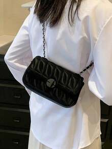 2026 New Green Diamond Quilted Chain Shoulder Bag, Mini Cute Crossbody Bag, Small Square Bag, Underarm Bag, Business Women Casual Fashion Commuter Bag, Suitable For Work, Shopping, Dating, Travel, Vacation, Students, Women Daily Use - Black - View 6