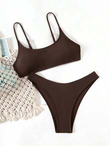 Conjunto de traje de baño para mujer, minimalista y elegante en magenta + multicolor, traje de baño casual y versátil para resort de playa - Café integral 2 - Ver 5