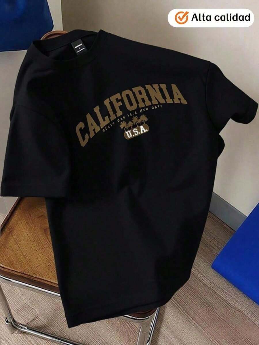 Summer Crew Neck T-Shirts Gym Leisure Vacation High Quality Shirts Fashion Prints Y2K Clothing Festival Sweatshirt Sets Gifts Local Mexico - 黑色 - 查看 1