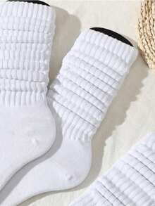 3 Packs/6 Packs Solid Color Couple Socks, Women's Mid-Calf Socks, Short Socks, Spring/Autumn Gift (No Sock Card) - Multicolor - View 5