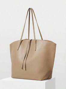 PREMIUM PU LEATHER OVERSIZED TOTE BAG - Xám - Xem 3