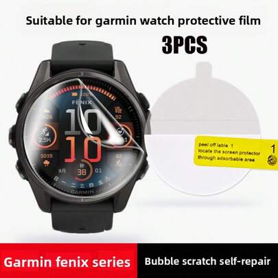 Bộ 3 miếng dán bảo vệ màn hình Hydrogel cho Fenix 8 AMOLED 43/47/51mm, miếng dán bảo vệ TPU mềm chống trầy xước độ phân giải cao, phủ toàn màn hình cho đồng hồ thông minh Fenix 8 Pro 43/47mm.