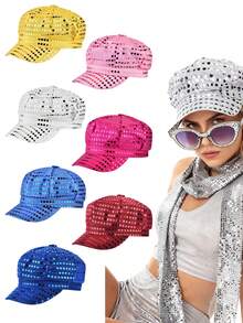 1/2pcs D EXCEED 70s Style Sequin Rhinestone Hat, Women's Party Dance Hat, Disco Daily Wear, Birthday Ball, Ballroom Stage Performance Carnival Accessory - Multicolor - View 2
