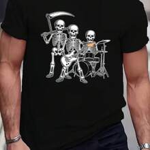 Printed T-Shirt For Men And Women - 黑色 - 查看 1