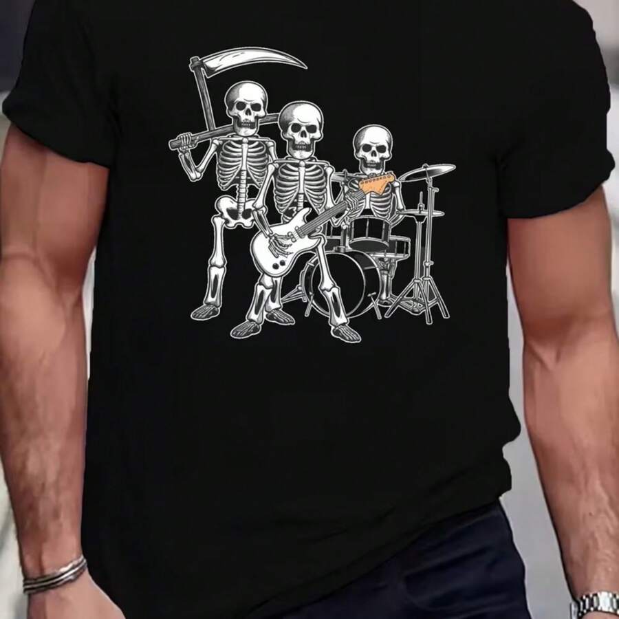 Printed T-Shirt For Men And Women - 黑色 - 查看 1