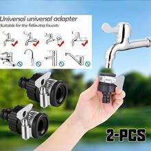 2pcs Universal Faucet Adapter, Suitable For Car Washing And Garden Irrigation, Quick Connect Plastic Hose Connector, Reinforced Quick Coupling, European And American Standard Threads - View 3