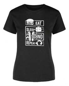 Techno Eat Sleep Techno Repeat T-Shirt - Black - View 2