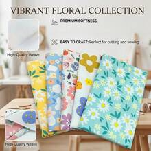 8 Stücke Gänseblümchen Stoff Pack, geeignet für Nähprojekte, enthält sortierte Stoffe, ideal für DIY Basteleien und Handarbeit (20*25cm/40*50cm) - Standard - Übersicht 4