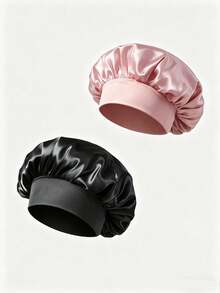 2 chiếc mũ ngủ bằng lụa, mũ trùm tóc bằng satin, mũ rộng vành co giãn cao dành cho nữ, mũ ngủ bằng vải charmeuse, mũ chăm sóc tóc bằng satin cao cấp, băng đô lụa cho tóc xoăn - Nhiều màu - Xem 8