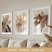 3 piezas de impresiones de arte de pared en lienzo con temática de plantas en tonos neutros sin marco, decoración de pared de estilo natural, beige y marrón, adecuado para la decoración de habitaciones de otoño - Multicolor - Ver 6