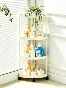 1pc 3-Tier/4-Tier/5-Tier Bathroom Storage Rack With Wheels, Compact Corner Organizer Shelf, Sturdy Plastic Material, Suitable For Kitchen, Living Room, Bedroom, Office, Commercial Restroom And Bathroom, Multi-Function Storage Basket - Multicolor - View 12