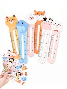Bộ 50 chiếc thước kẻ và đánh dấu trang hình động vật dễ thương, thước kẻ và đánh dấu trang hình động vật hoạt hình, thước kẻ và đánh dấu trang 2 trong 1 hình động vật, thước mini 5cm, đánh dấu trang phần thưởng trong lớp học, đồ dùng văn phòng phẩm trường học, nhật ký, phụ kiện đọc sách, học tập, dành cho người yêu sách. - Bộ thước kẻ và thẻ đánh dấu trang hình động vật - Xem 5