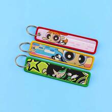 1pc Official Warner Bros. "The Powerpuff Girls" Embroidered Keychain, Suitable For Motorcycle, Car, Backpack, Key Chain, Fashion Keyring, Unisex Accessory, Backpack Decoration, Perfect Party Gift, Holiday Gift, Birthday Gift, Collector's Item (Random Style) - Multicolor - View 4